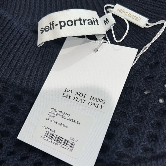 Self-Portrait STRIPED FRILL SWEATER
NAVY Wool Jumper Medium. - Picture 13 of 16